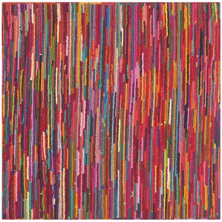 SAFAVIEH 6 x 6 ft. Square Contemporary Nantucket Pink and Multicolor Hand Tufted Rug NAN142A-6SQ